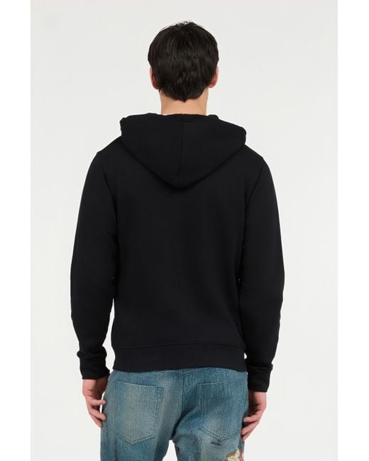 Felpa Nera Con Cappuccio E Zip di Roberto Cavalli in Black da Uomo
