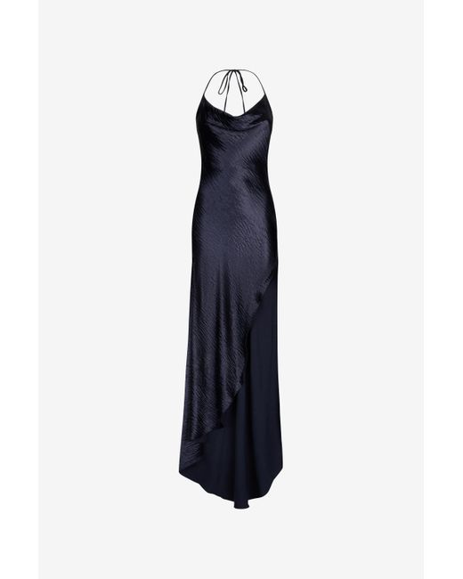 Roberto Cavalli Blue Long Dress With Cowl Neck