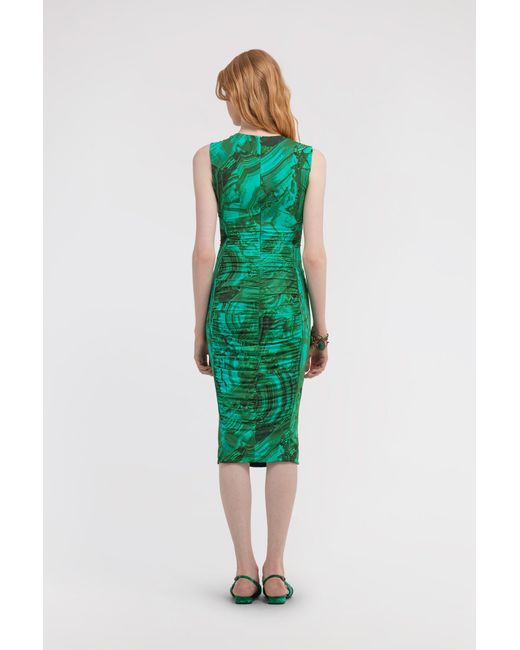 Roberto Cavalli Green Malachite Print Midi Dress