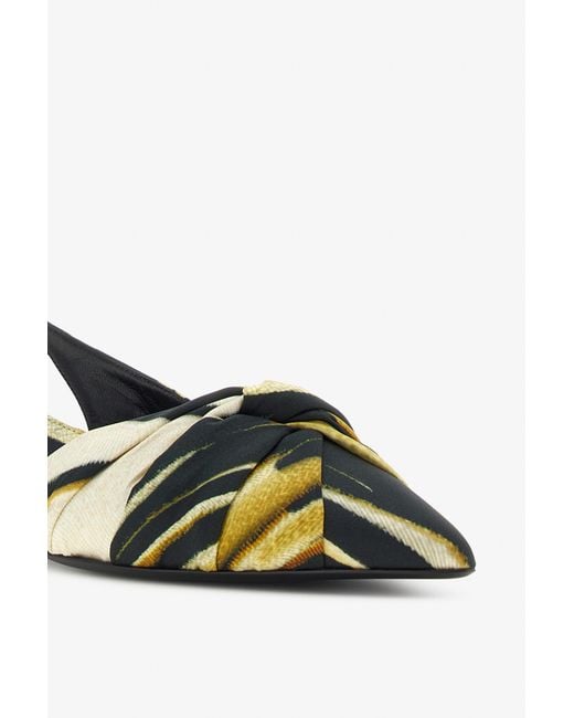 Roberto Cavalli Multicolor Print Satin The Pettegola Slingback With Low Heel