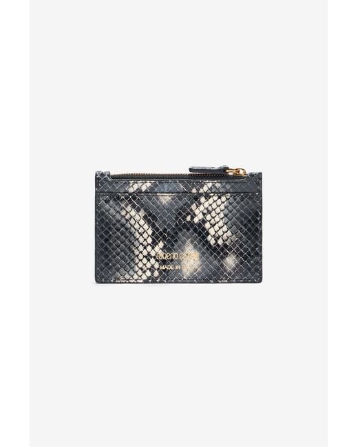 Roberto Cavalli Multicolor Printed Leather Cardholder With Zip