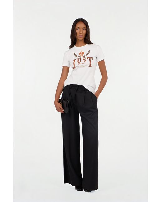 Roberto Cavalli Pink T-Shirt With Animal Print Logo