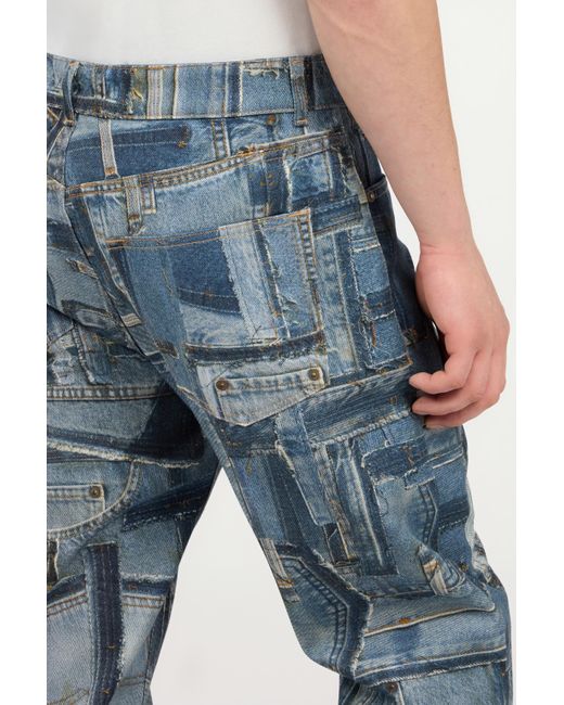 Roberto Cavalli Blue Patchwork Capsule Collection Jeans for men