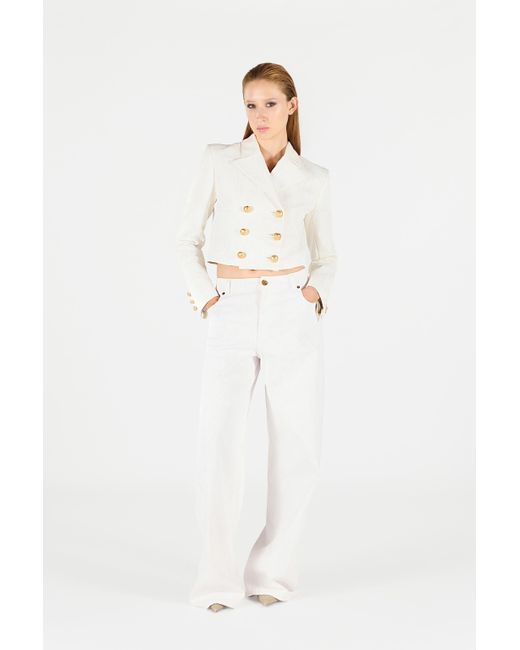 Roberto Cavalli Natural Wall Print Cropped Jacket