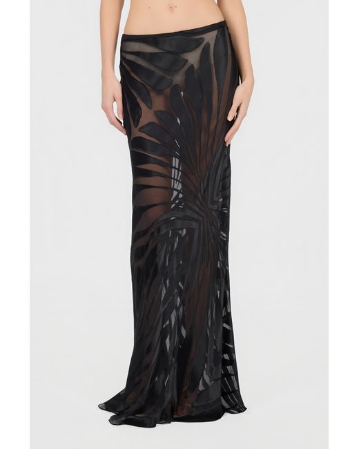 Roberto Cavalli Black Skirt With Ray Devoré Print
