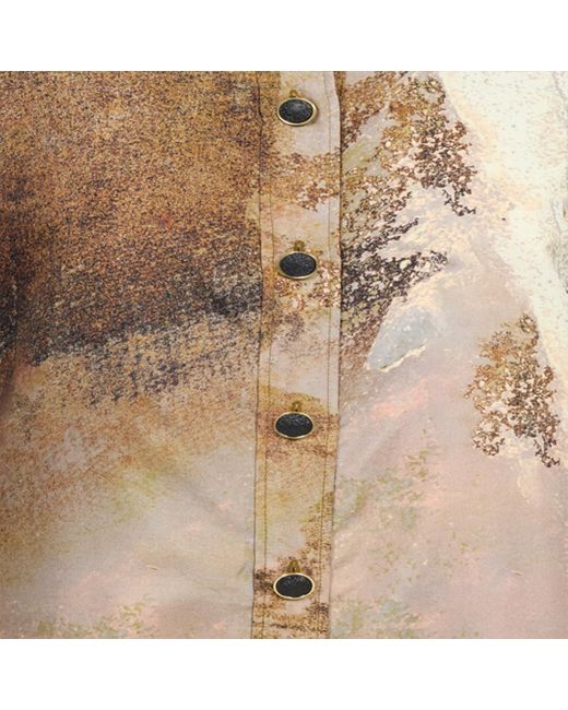 Roberto Cavalli Natural Silk Shirt Dress With Marble Print