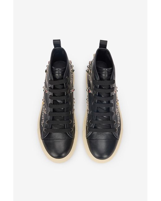 Roberto Cavalli Black High-Top Sneakers With Studs And Stones for men