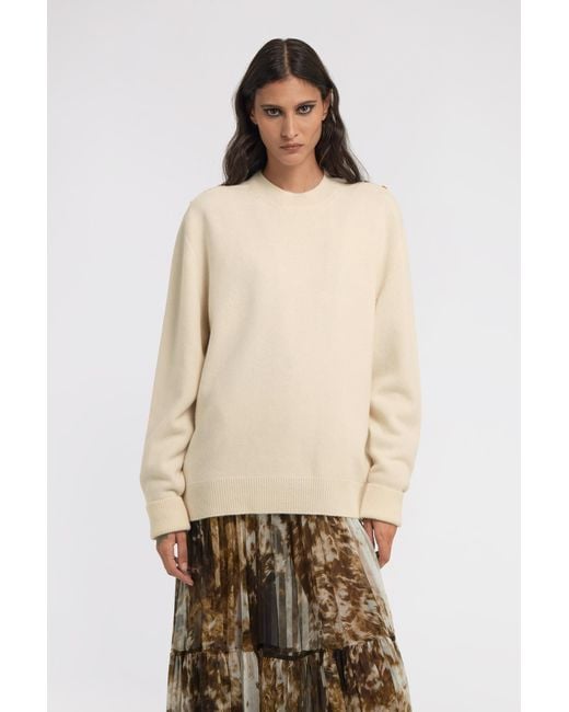Roberto Cavalli Natural Long-Sleeved Crewneck Pullover