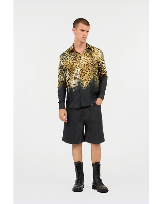 Roberto Cavalli Multicolor Jaguar Skin Print Shirt for men