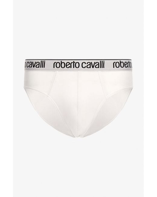 Roberto Cavalli White Logo Briefs for men