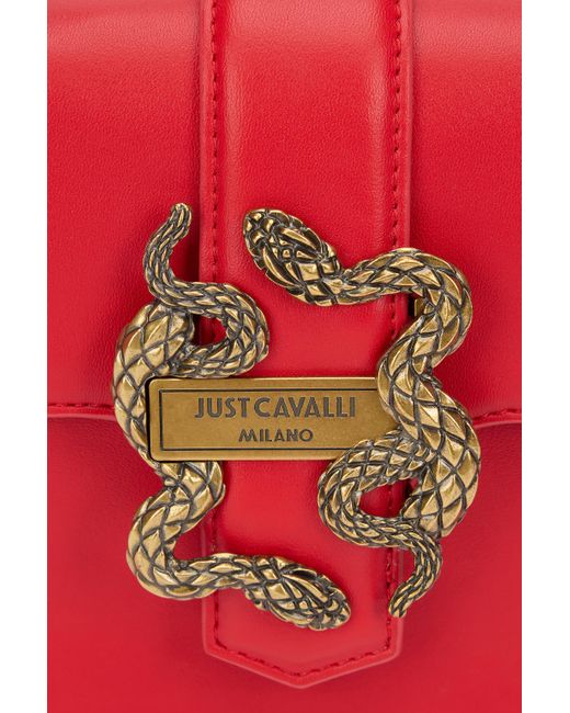 Roberto Cavalli Red Rote Schultertasche Mit Schlangenschnalle