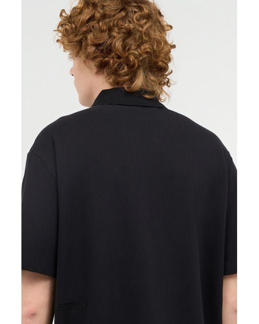 Roberto Cavalli Black Polo Shirt With Monogram And Lettering for men