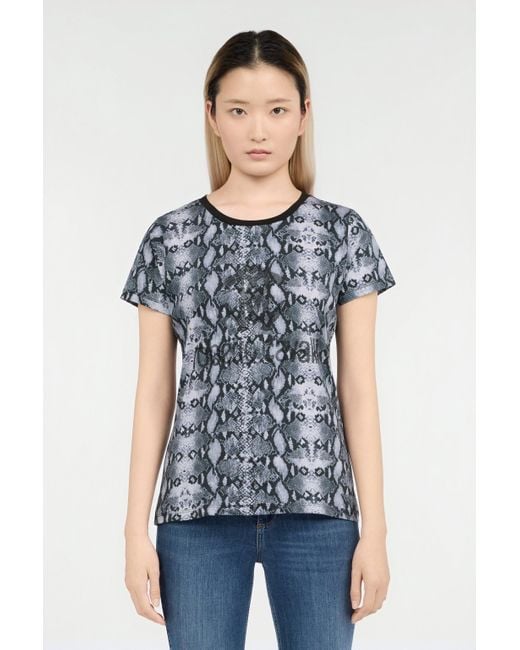 Roberto Cavalli Multicolor Snake Print T-Shirt
