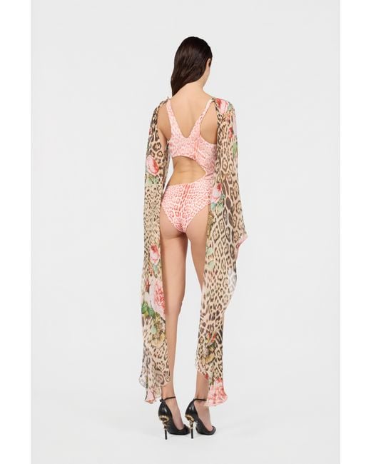 Roberto Cavalli Multicolor Jaguar Print One-Piece Swimsuit