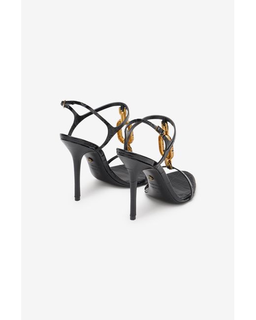 Roberto Cavalli Multicolor Leather Sandal With Jewel Detail