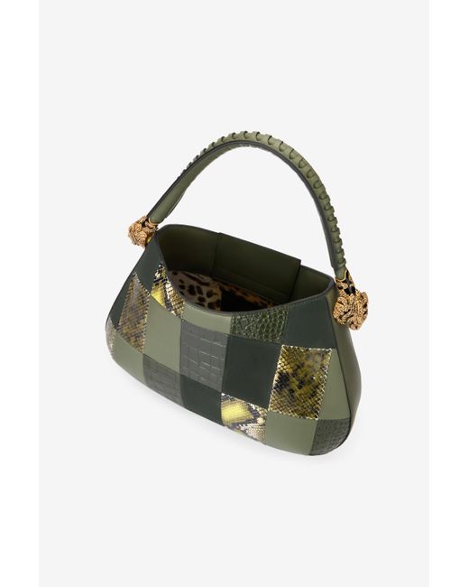 Roar Bag Hobo Con Patchwork di Roberto Cavalli in Green