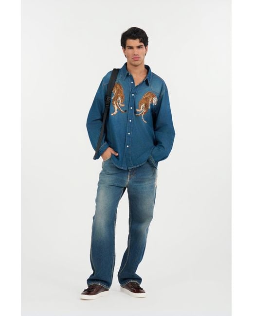 Roberto Cavalli Blue Washed Denim Jeans for men