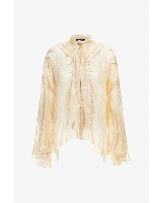 Roberto Cavalli Natural Ray Of Print Satin Blouse