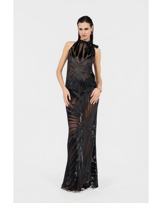 Roberto Cavalli Black Skirt With Ray Devoré Print