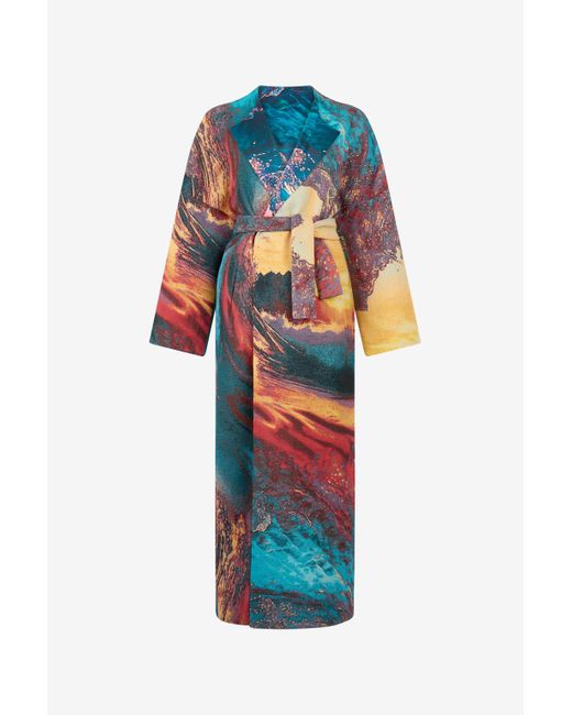 Roberto Cavalli White Itaca Print Coat With Belt