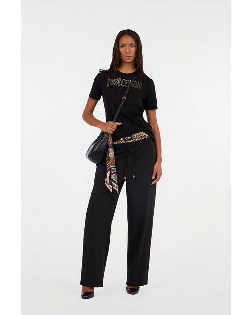 Roberto Cavalli Black Leopard Skin Waist Joggers