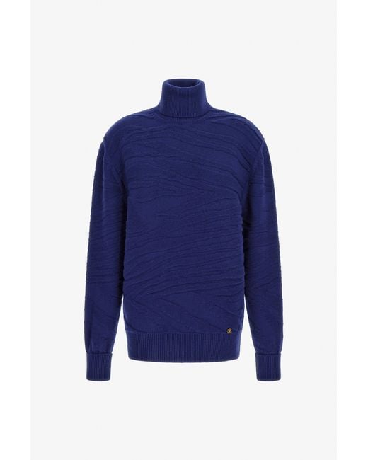 Roberto Cavalli Blue Turtleneck Sweater