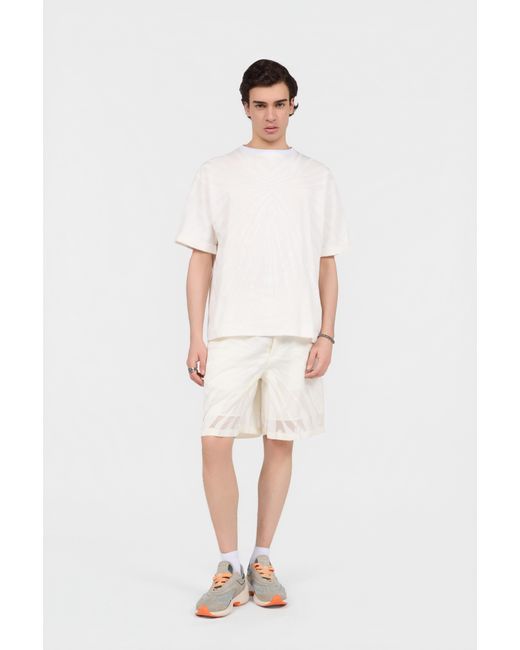 Roberto Cavalli White Bermuda Shorts With Ray Devoré Print for men