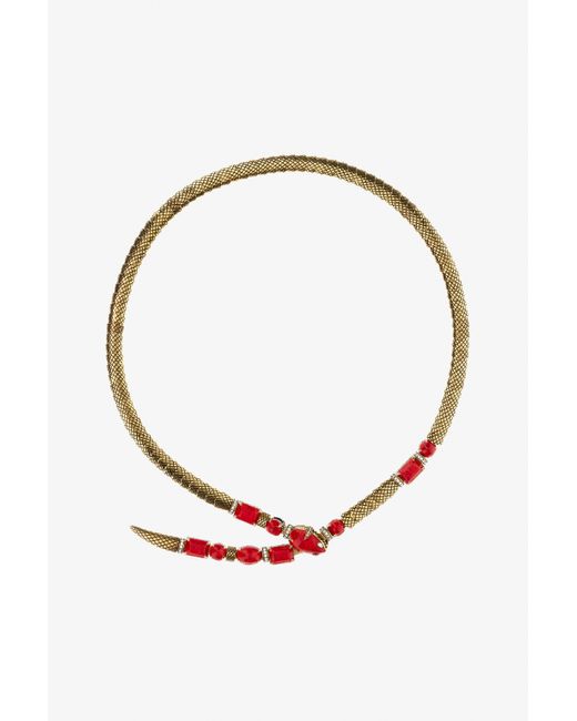 Roberto Cavalli White Rigid Necklace With Snake And Decoration