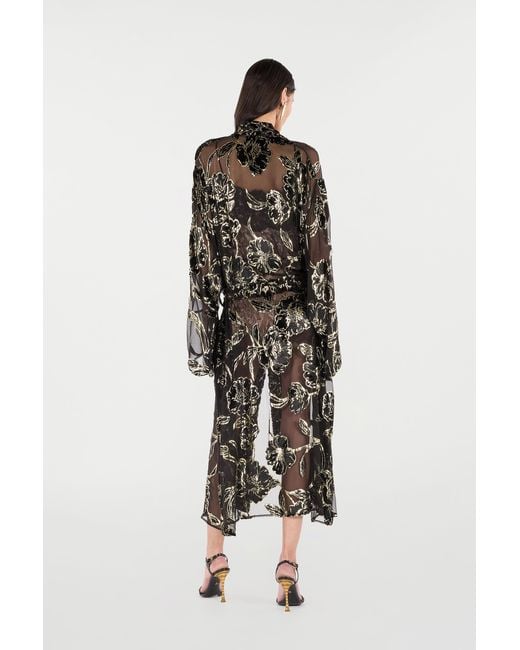 Roberto Cavalli Black See-Through Robe With Floral Pattern