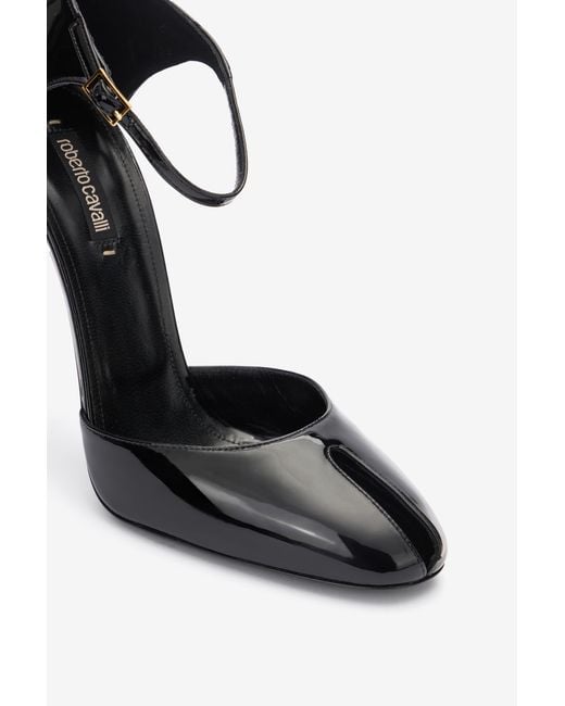 Roberto Cavalli Black Patent Leather Pumps With Fang Heel