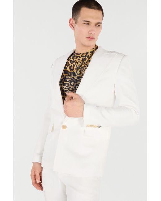 Roberto Cavalli White Single-Breasted Blazer for men