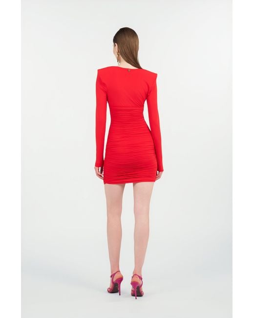 Roberto Cavalli Red Draped Mini Dress