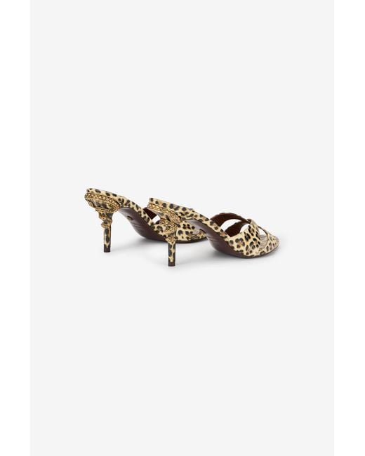 Roberto Cavalli Multicolor Leather Sandals With Leopard Print