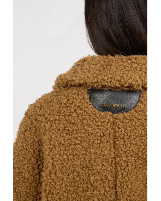 Roberto Cavalli Brown Teddy Coat With Leopard Lining