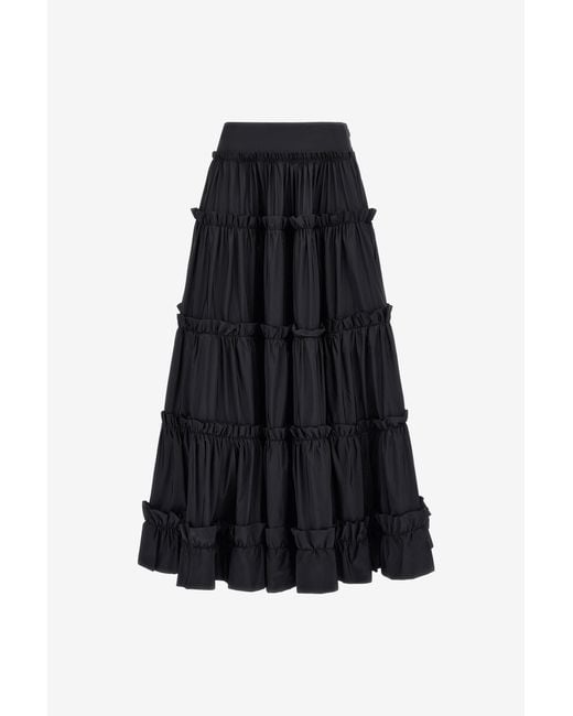 Roberto Cavalli Black Tiered Maxi Skirt