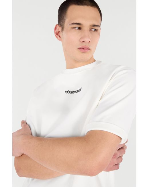 Roberto Cavalli White T-Shirt With Embroidered Logo for men