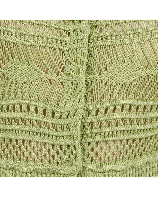 Roberto Cavalli Green Midi Knit Skirt With Contrast Detail