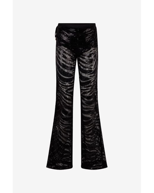 Roberto Cavalli Black Flared Pants With Zebra Pattern And Sequins