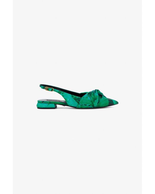 Roberto Cavalli Green Le Pettegole Slingback With Malachite Print
