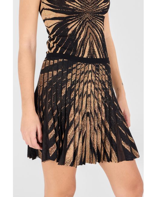 Roberto Cavalli Brown Knit Skirt With Ray Of Print