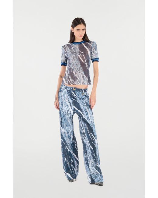 Roberto Cavalli Blue Rubane Print Jeans