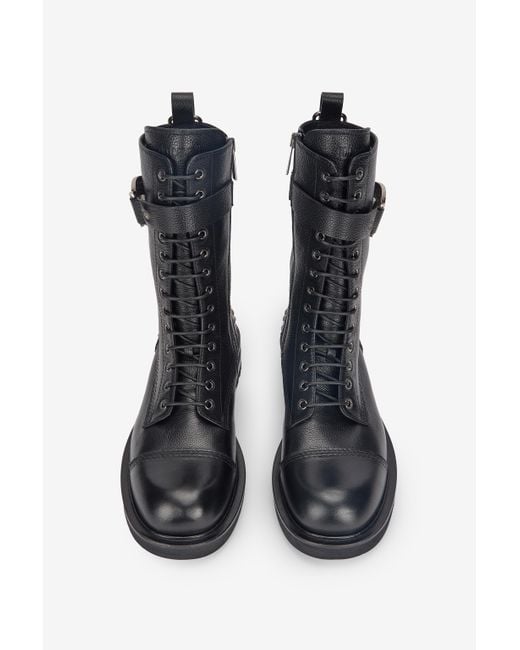 Roberto Cavalli Black Combat Boots With Rc Monogram Detail for men