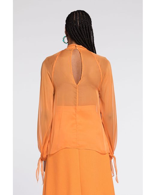 Roberto Cavalli Orange Semi-Sheer Silk Blouse