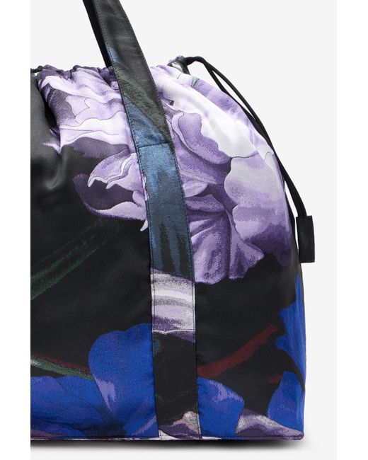 Roberto Cavalli Blue Shopper Bag With Floral Pattern
