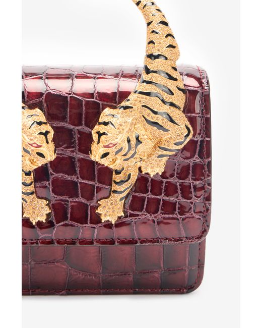Roberto Cavalli Red Crocodile-Print Roar Bag