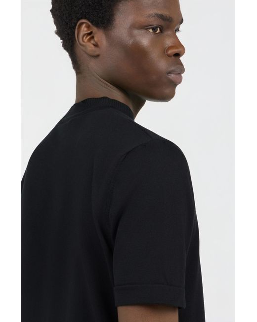 Roberto Cavalli Black Mock Neck T-Shirt for men