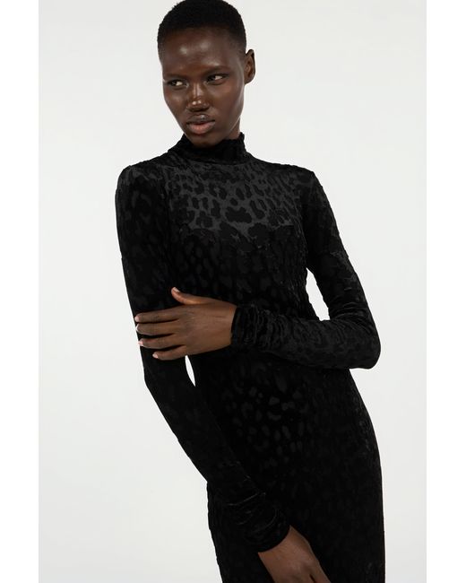 Roberto Cavalli Black Long Dress With Jaguar Skin Pattern