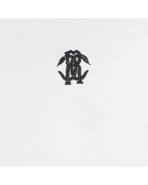 Roberto Cavalli White T-Shirt With Mirror Snake Monogram for men