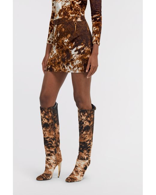 Roberto Cavalli Brown Appaloosa Print Mini Skirt