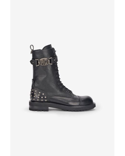 Roberto Cavalli Black Combat Boots With Rc Monogram Detail for men